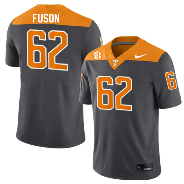 Tennessee Volunteers #62 Clyde Fuson College Football Jerseys Stitched Sale-Anthracite